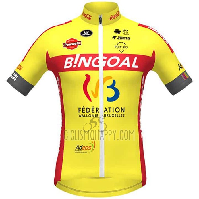 Allonie Bruxelles Cycling Jersey Bib Short 2021 Men Short Sleeve Yellow